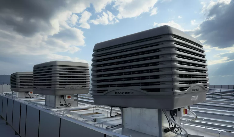 Breez Air Units on roof of industrial/commercial building.